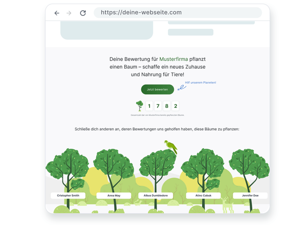 Das Bewertungswald-Widget